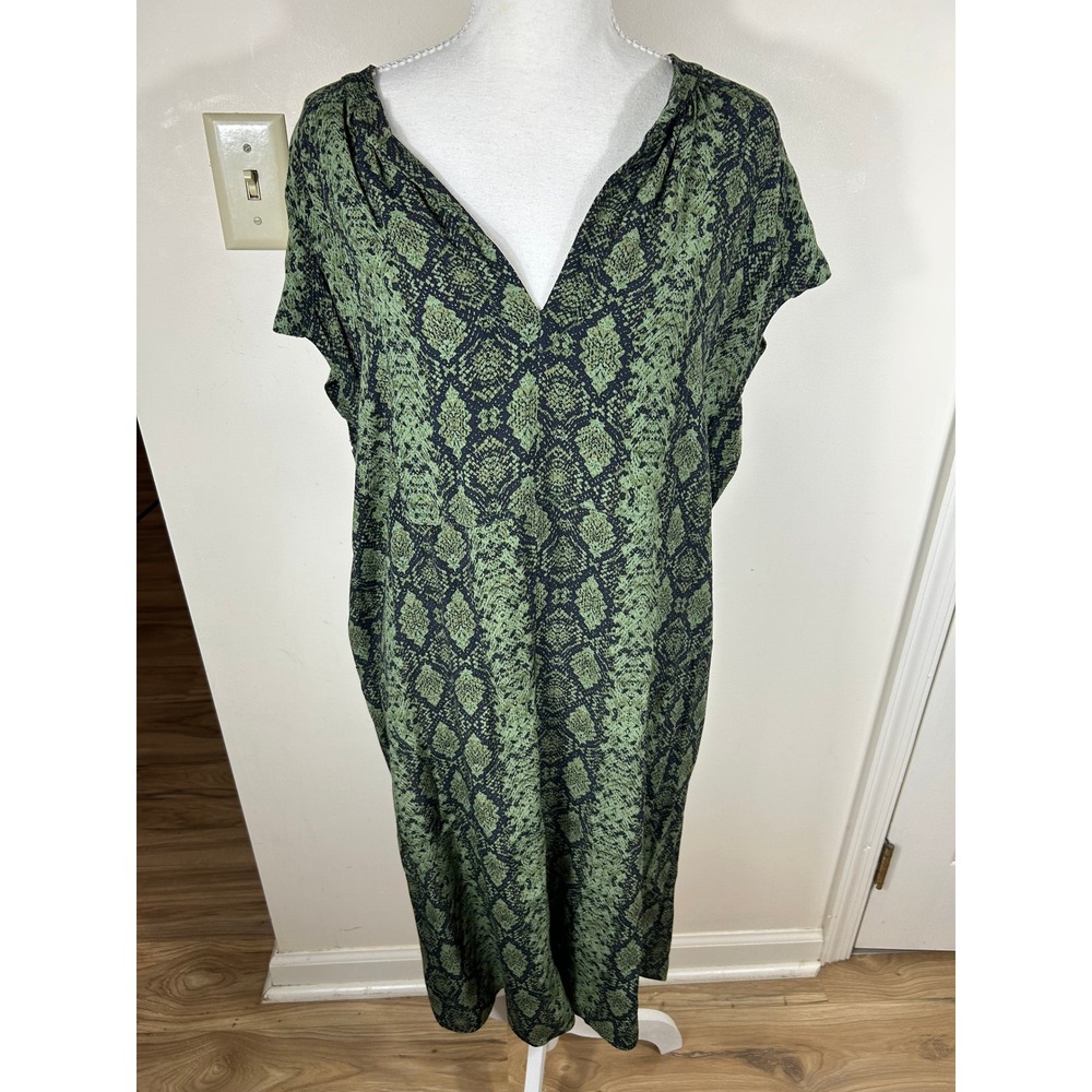 Anthropologie Rachel Tunic Dress Sz L Green Safari Chic Edgy Earthy Goblincore